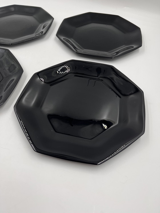 Image 1 of Lot De 4 Assiettes Plates Noir