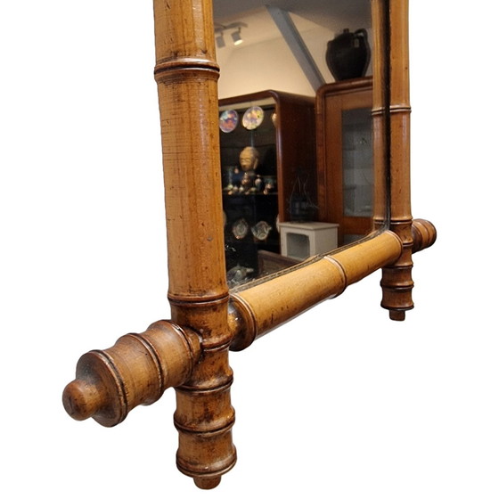 Image 1 of Miroir vintage en faux bambou
