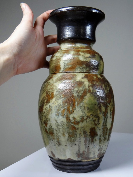 Image 1 of Grand Vase Grès D'Art Signé Guyaux Bouffioulx 1960-1970