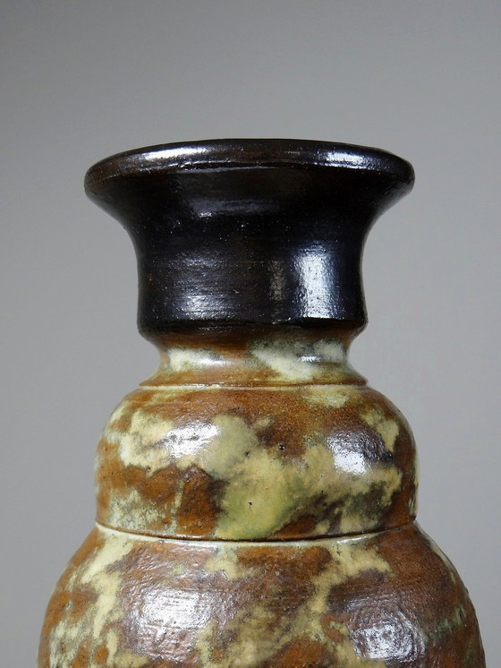 Image 1 of Grand Vase Grès D'Art Signé Guyaux Bouffioulx 1960-1970