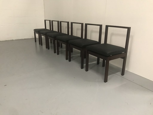 Chaises de salle à manger en palissandre et en skaï, 1970, Belgique, lot de 6