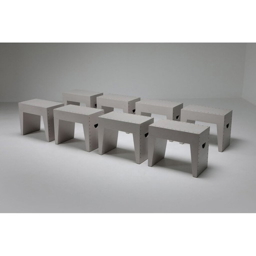 Ensemble de 4 tabourets Minimalistes vintage Bossche School Par Dom Hans van der Laan & Jan de Jong, Pays-Bas 1970