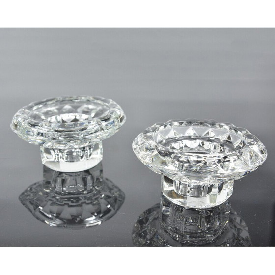 Image 1 of Paire de bougeoirs en cristal vintage pour Kall Glass, Allemagne 1980