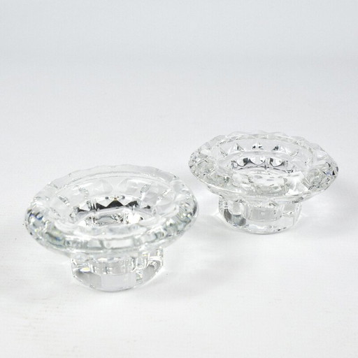 Paire de bougeoirs en cristal vintage pour Kall Glass, Allemagne 1980