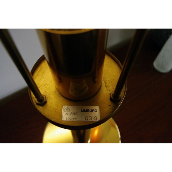 Image 1 of Lampe de table vintage en verre et laiton par Limburg, Allemagne 1970