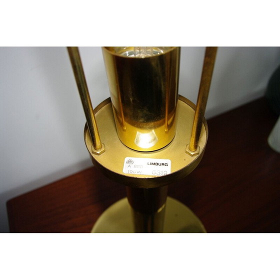 Image 1 of Lampe de table vintage en verre et laiton par Limburg, Allemagne 1970