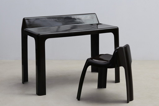 Ensemble Bureau Et Chaise En Fibre De Verre Par Patrick Gingembre, Années 1970