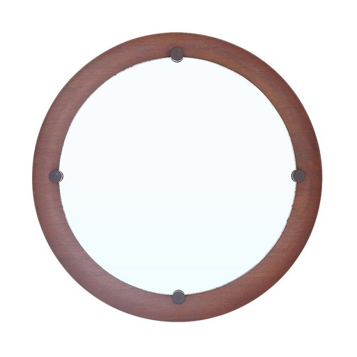 Miroir rond en contreplaqué incurvé, 1960S