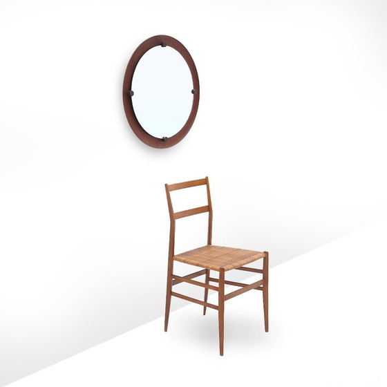 Image 1 of Miroir rond en contreplaqué incurvé, 1960S