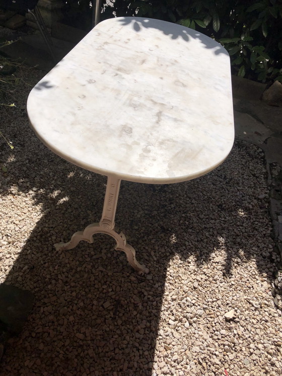 Image 1 of Table Bistrot Antique 1900 En Fonte Et Marbre 