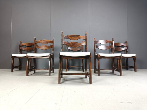 Image 1 of Chaises de salle à manger vintage brutaliste, ensemble de 6 - 1960S