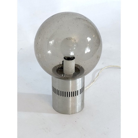 Image 1 of Lampe de table du milieu du siècle en aluminium et verre bullicante par Stilux Milano