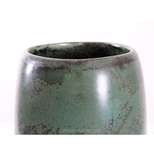 Vase scandinave en céramique vintage vert bronze pour l'Arabie, 1940