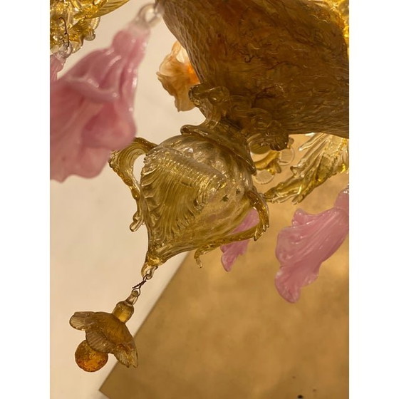 Image 1 of 1970S Lustre en verre de Murano Multicolore avec fleurs