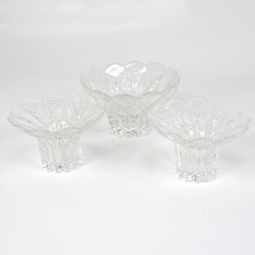 Ensemble de 3 chandeliers en verre vintage de Lausitzer, Allemagne 1980