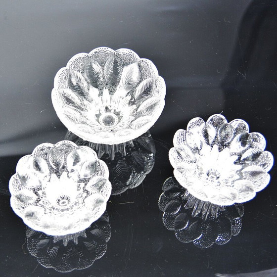 Image 1 of Ensemble de 3 chandeliers en verre vintage de Lausitzer, Allemagne 1980