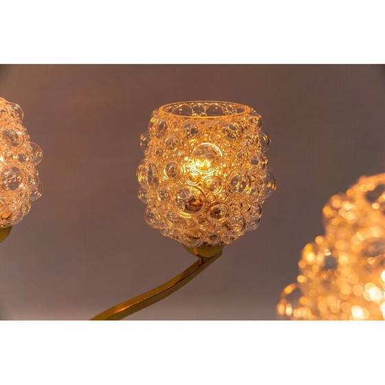 Image 1 of Lustre vintage en verre et laiton par Helena Tynell pour Limburg, Allemagne 1960