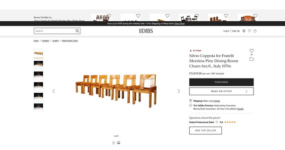 Image 1 of Table de salle à manger Silvio Coppola avec 4 chaises de salle à manger pour Fratelli Montina