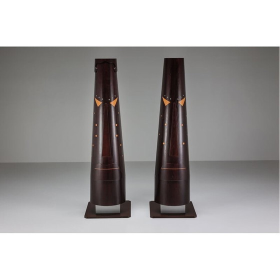 Image 1 of Paire de sculptures totem abstraites vintage de Bianca Garinei, 1970