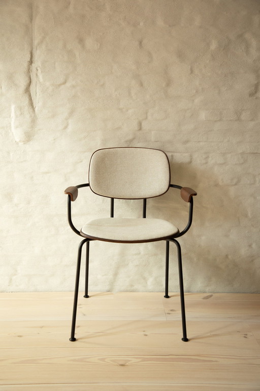 Ensemble de 6 chaises de salle à manger en bois avec dossier et assise tapissés