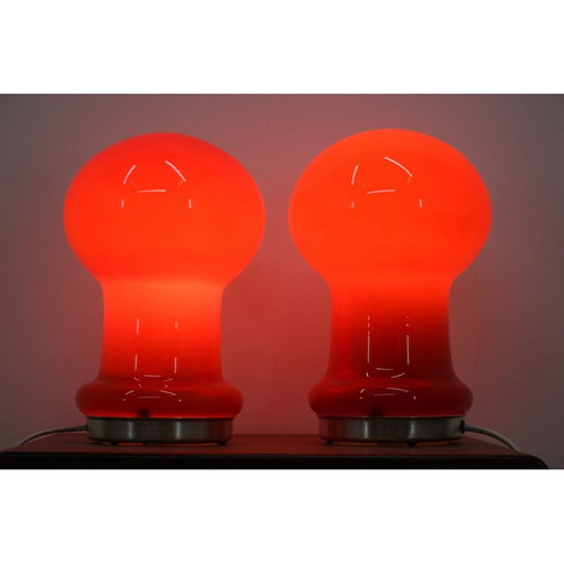 Paire de lampes vintage en verre rouge, 1960