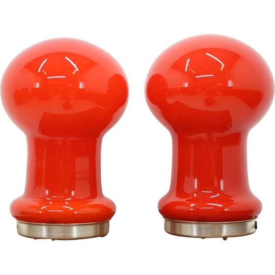 Image 1 of Paire de lampes vintage en verre rouge, 1960