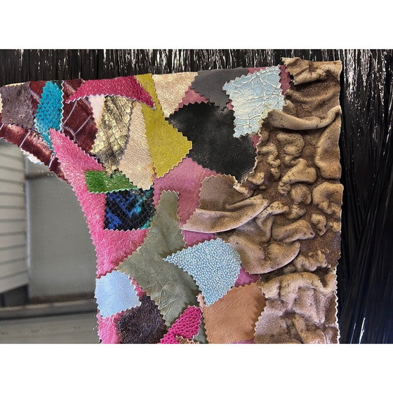 Image 1 of Miroir patchwork en cuir vintage par Peter M