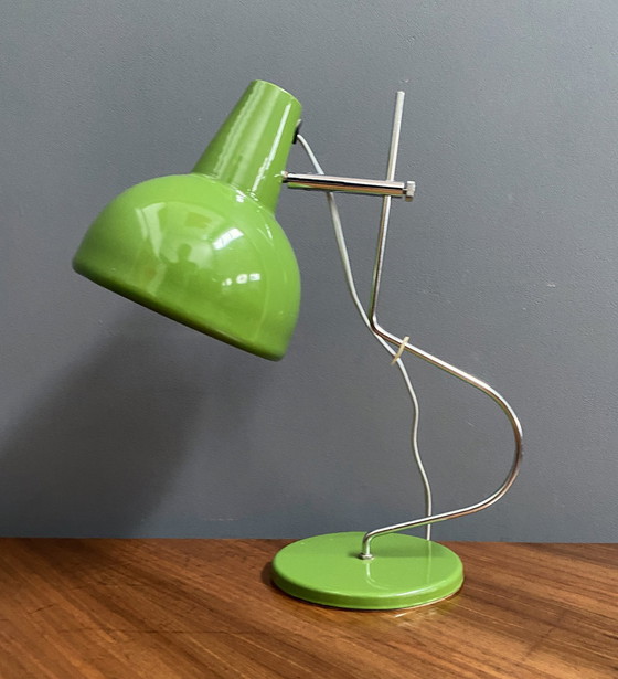 Image 1 of Lampe de table en métal vert par Josef Hurka pour Lidokov 1960S