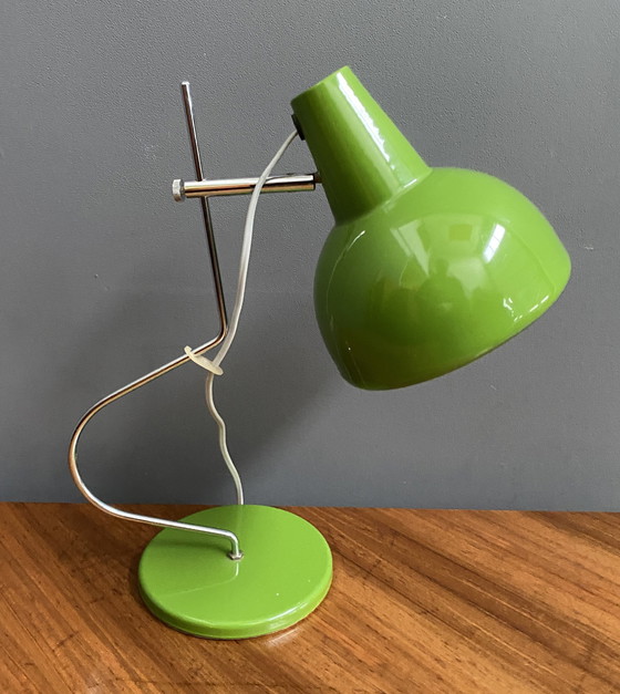 Image 1 of Lampe de table en métal vert par Josef Hurka pour Lidokov 1960S