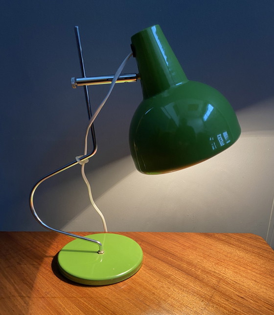 Image 1 of Lampe de table en métal vert par Josef Hurka pour Lidokov 1960S