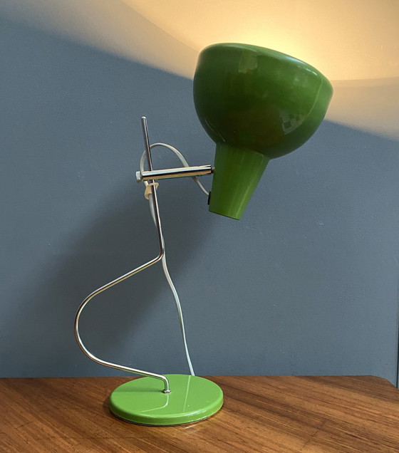 Image 1 of Lampe de table en métal vert par Josef Hurka pour Lidokov 1960S