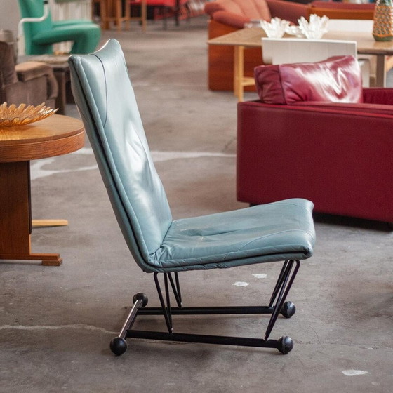 Image 1 of Fauteuil Vintage Flyer en métal et cuir par Pierre Mazairac et Karel Boonzaaijer pour Young International, 1980