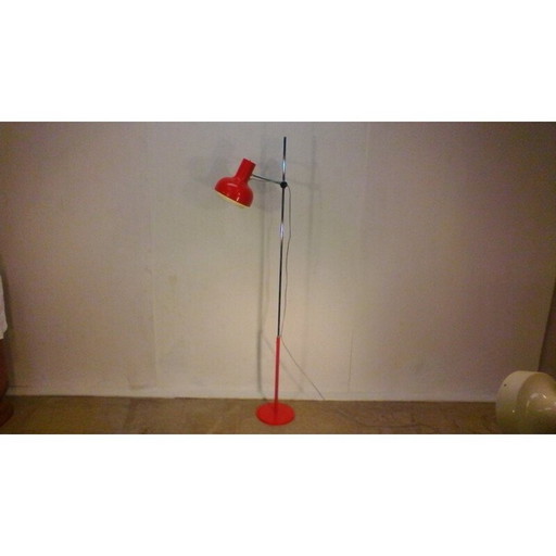 Lampadaire vintage rouge et métal par Hůrka, 1960