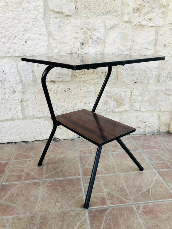 Image 1 of  Table d'appoint vintage en métal avec plateau en formica, 1960S