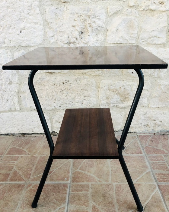 Image 1 of  Table d'appoint vintage en métal avec plateau en formica, 1960S