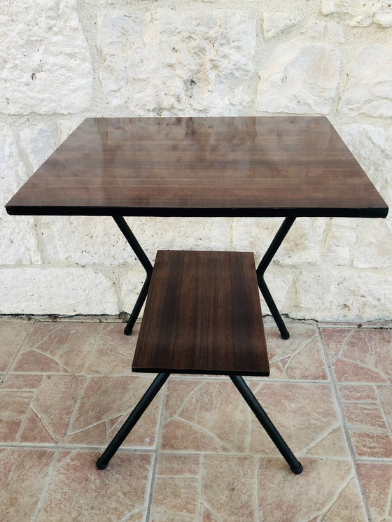 Image 1 of  Table d'appoint vintage en métal avec plateau en formica, 1960S