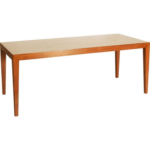 Table basse vintage en teck plaqué par Severin Hansen pour Haslev Mobelsnedker, Danemark 1970