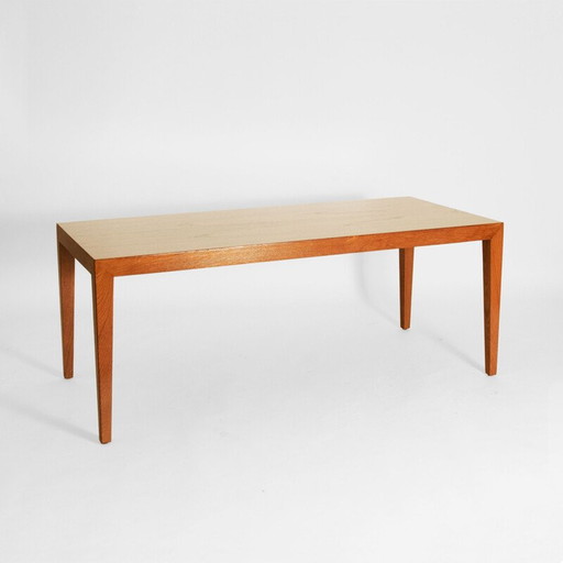 Table basse vintage en teck plaqué par Severin Hansen pour Haslev Mobelsnedker, Danemark 1970