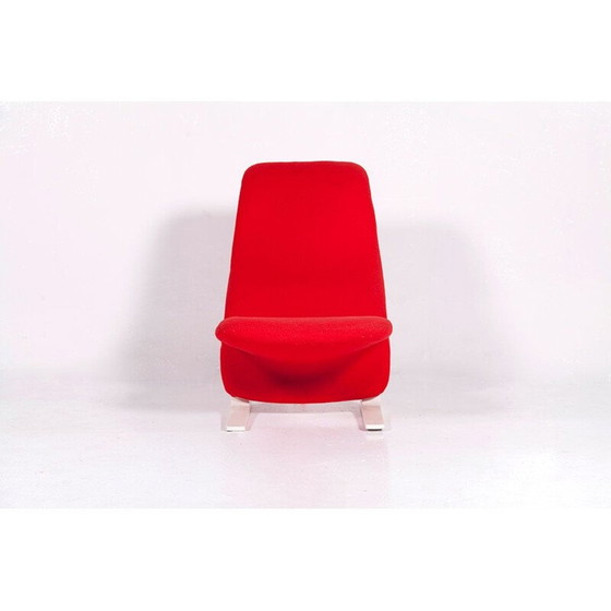 Image 1 of Fauteuil concorde vintage en laine rouge et acier par Artifort, 1960