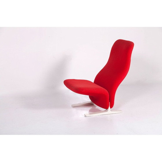 Image 1 of Fauteuil concorde vintage en laine rouge et acier par Artifort, 1960