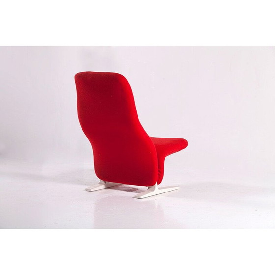 Image 1 of Fauteuil concorde vintage en laine rouge et acier par Artifort, 1960