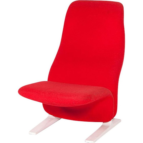 Image 1 of Fauteuil concorde vintage en laine rouge et acier par Artifort, 1960