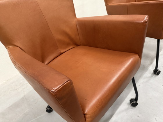 Image 1 of 4 Design On Stock Moka Dining Chairs On Wheels Cera Cognac