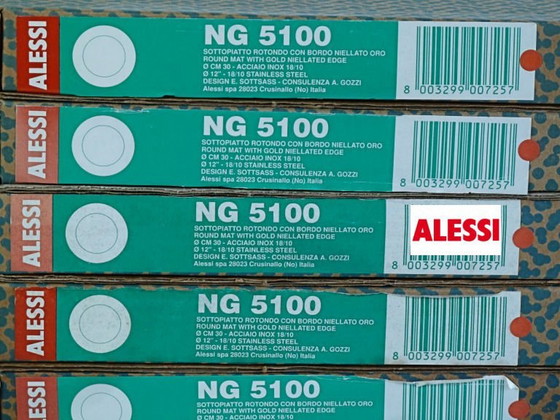 Image 1 of 1X Alessi Ng 5100 Plaque inférieure ronde | Acier inoxydable et or | Ettore Sottsas