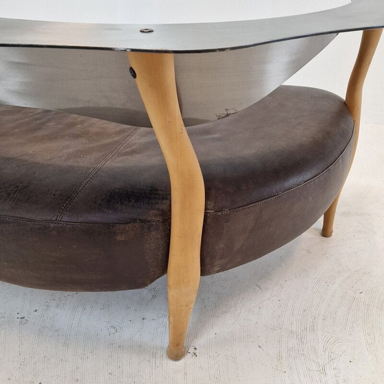 Image 1 of Canapé vintage "Fantasy Island" en bois, acier et cuir par Kurt Bayer, Allemagne 1980