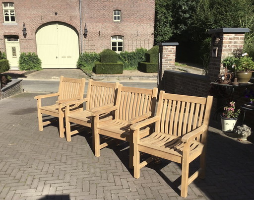 Ensemble de jardin en teck Table de jardin Alexander Rose +4 chaises de jardin en teck Westminster