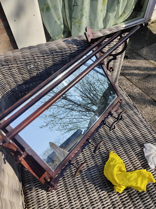 porte-manteau vintage en laiton avec miroir ajustable