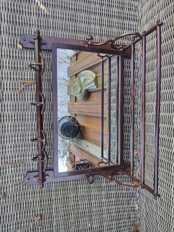 Image 1 of porte-manteau vintage en laiton avec miroir ajustable
