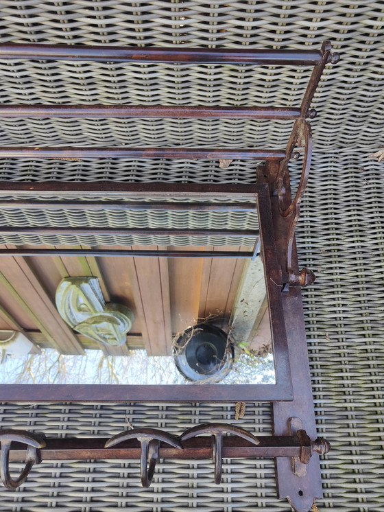 Image 1 of porte-manteau vintage en laiton avec miroir ajustable