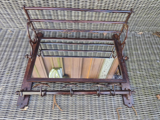 Image 1 of porte-manteau vintage en laiton avec miroir ajustable